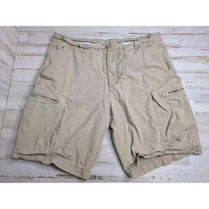 NIKE Mens Size 34 Zip Cargo Shorts Tan‎ Cotton Ripstop 613644-235 10" Inseam